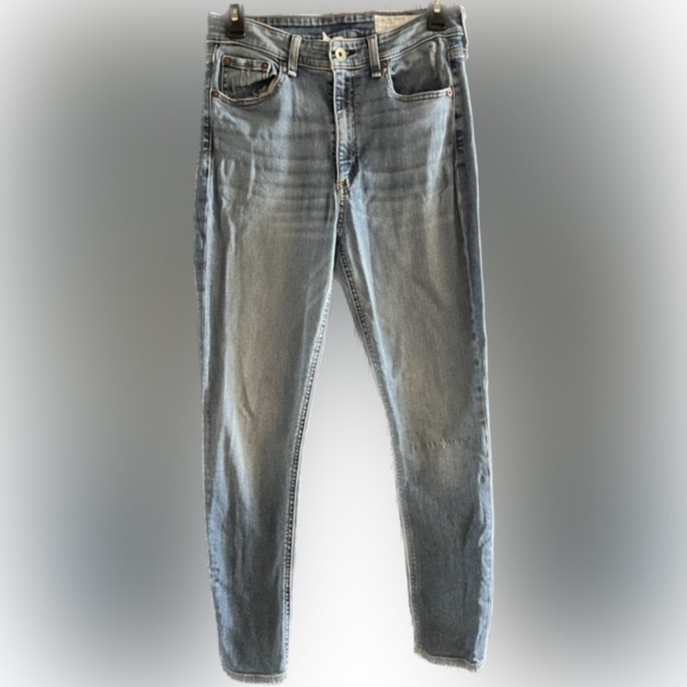 Rag & Bone 28 High Rise Skinny Ankle West Marin Classic Blue Denim Jeans